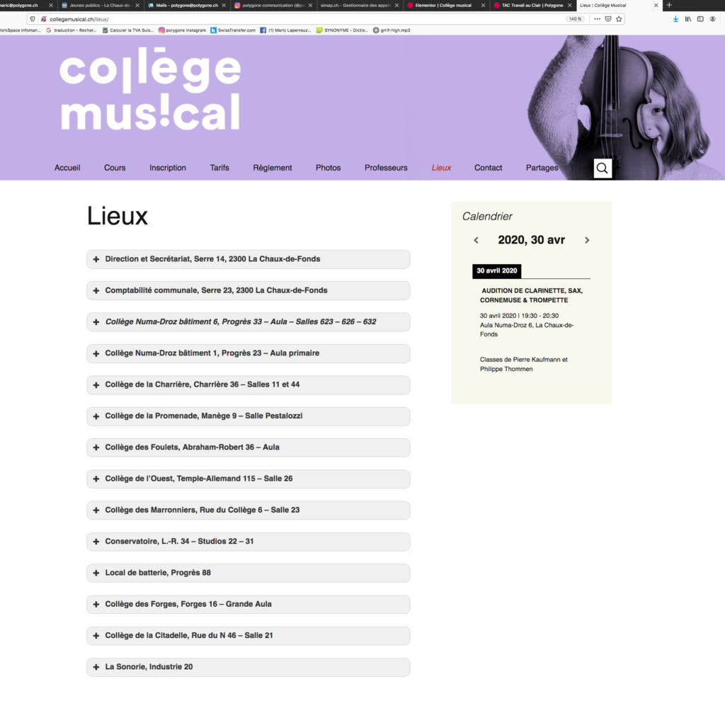 Site internet collège musical
